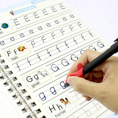 Caderno de exercícios de caligrafia reutilizável com linhas para crianças